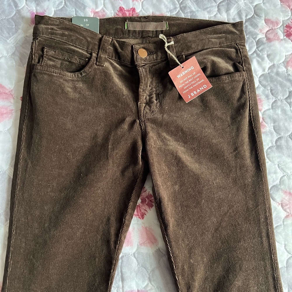 NWT J Brand Women's Corduroy Pencil Leg Low Rise Brown Skinny Jeans Pants Sz 26